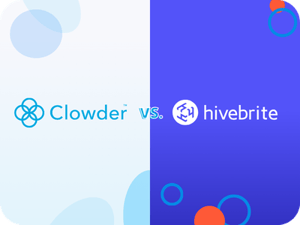 The logos of Clowder and Hivebrite side by side.